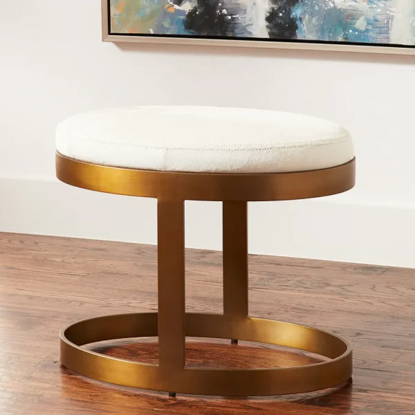 New Ellipse Bench Ivory Antique Gold Seating