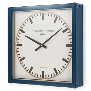 Cheap Tempelhof Terminal Clock Blue Wall Clocks