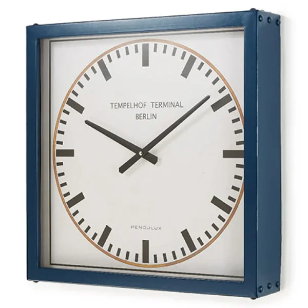 Cheap Tempelhof Terminal Clock Blue Wall Clocks
